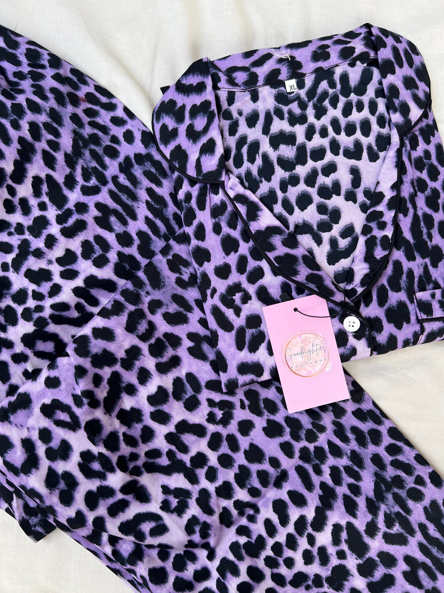 Purple leopard cotton pj suit