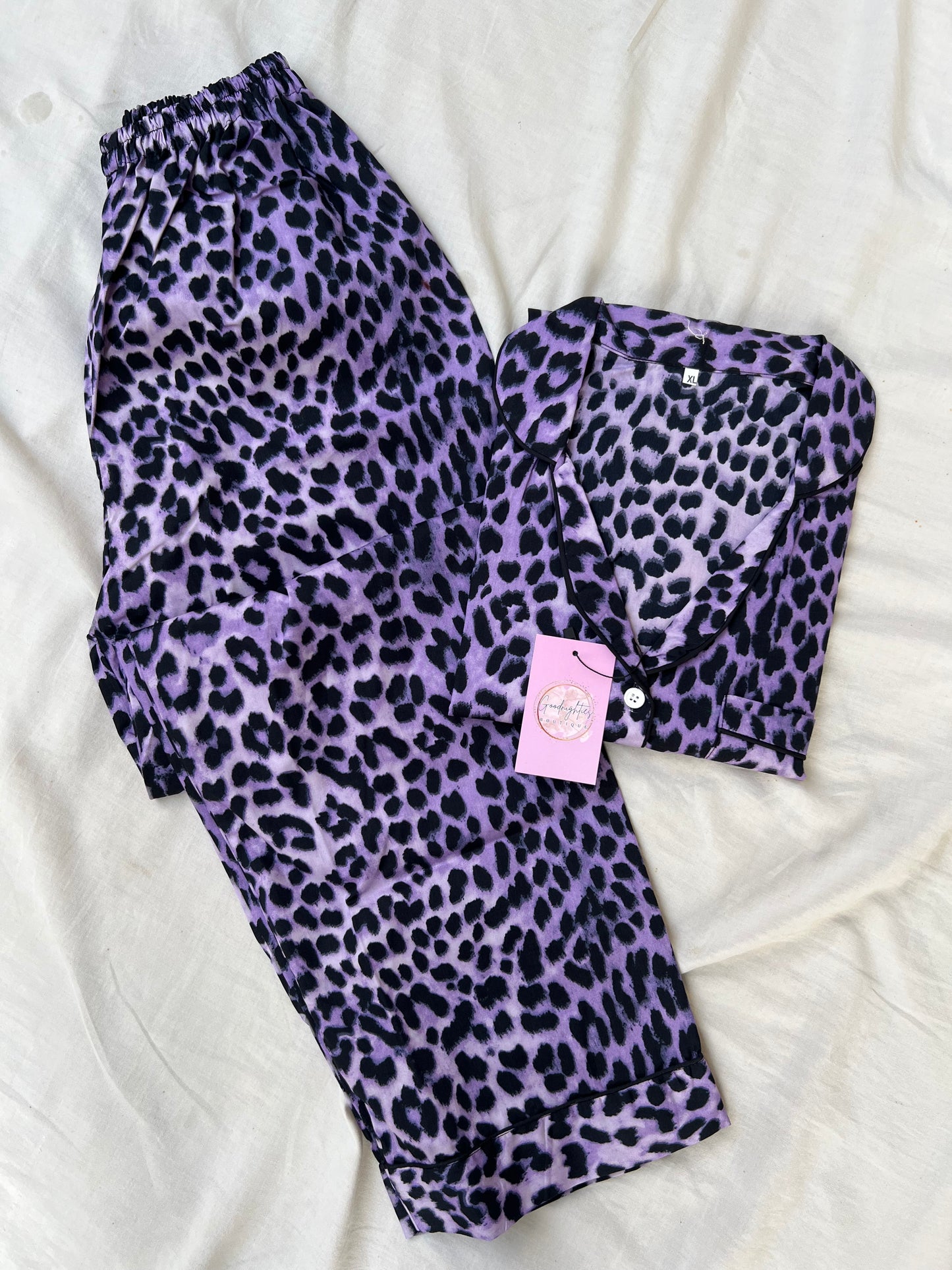 Purple leopard cotton pj suit