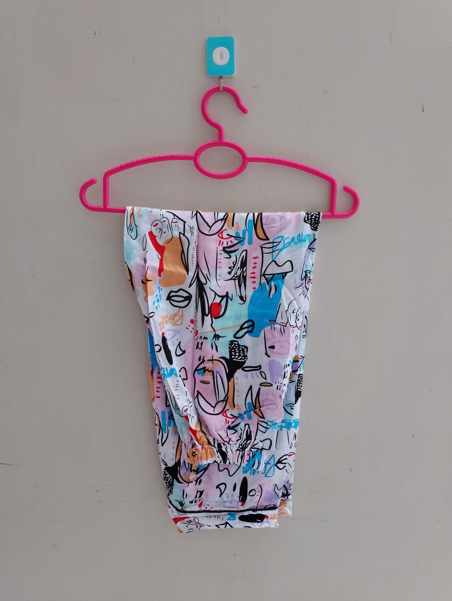 White savage print linen pj suit