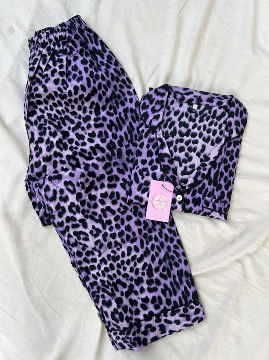 Purple leopard cotton pj suit