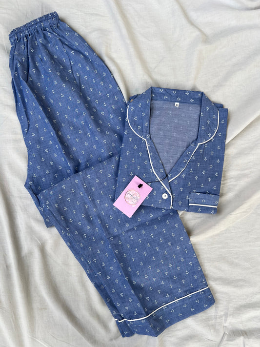 Blue anchors cotton pj suit