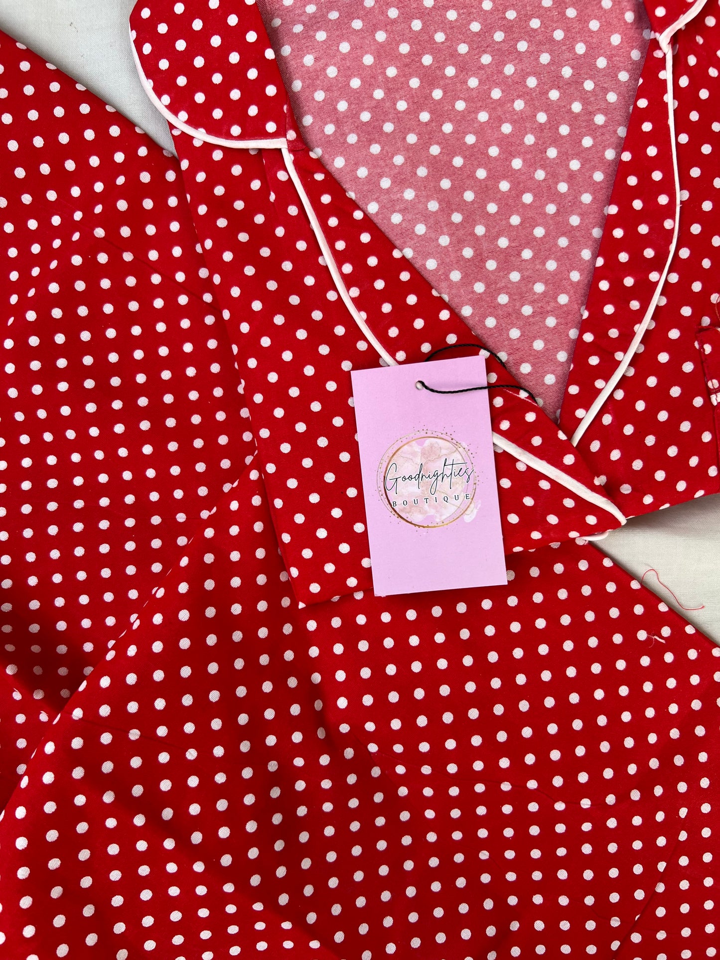 Red polka dots cotton pj suit