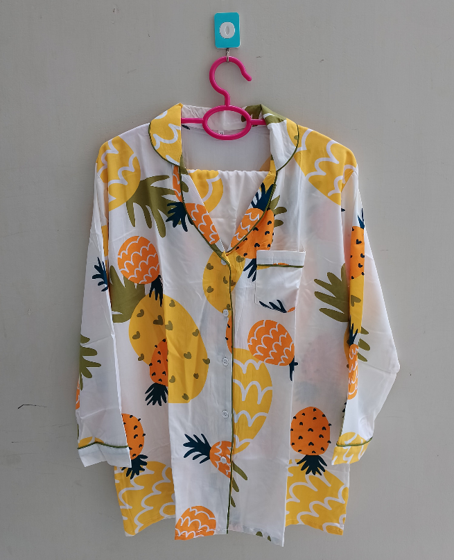 Ananas print linen pj suit