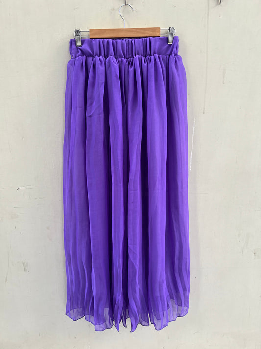 Purple high waist long pleated skirt