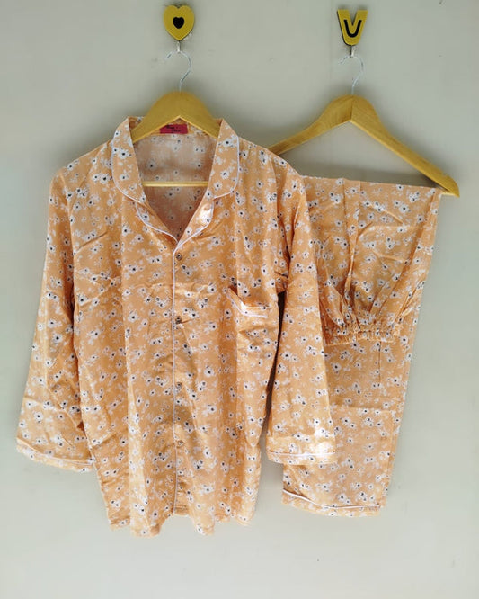 Peach summer linen pj suit