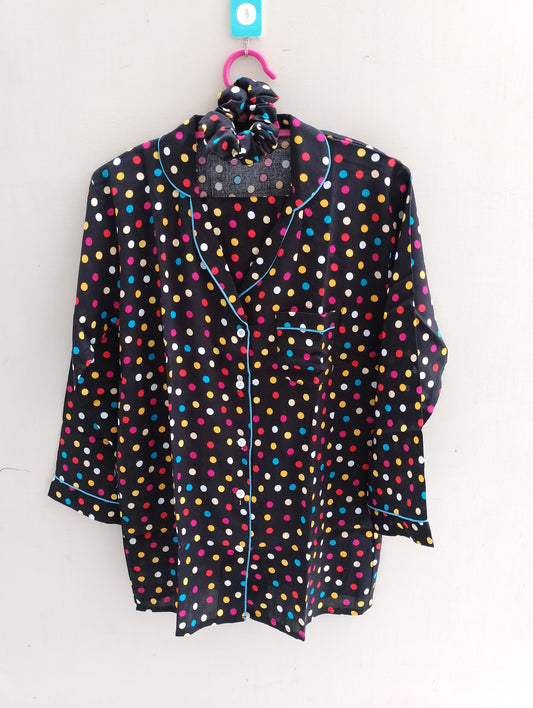 Black multi dots pj suit