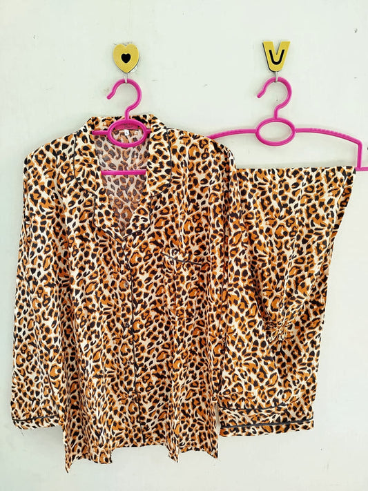 Leopard summer linen pj suit
